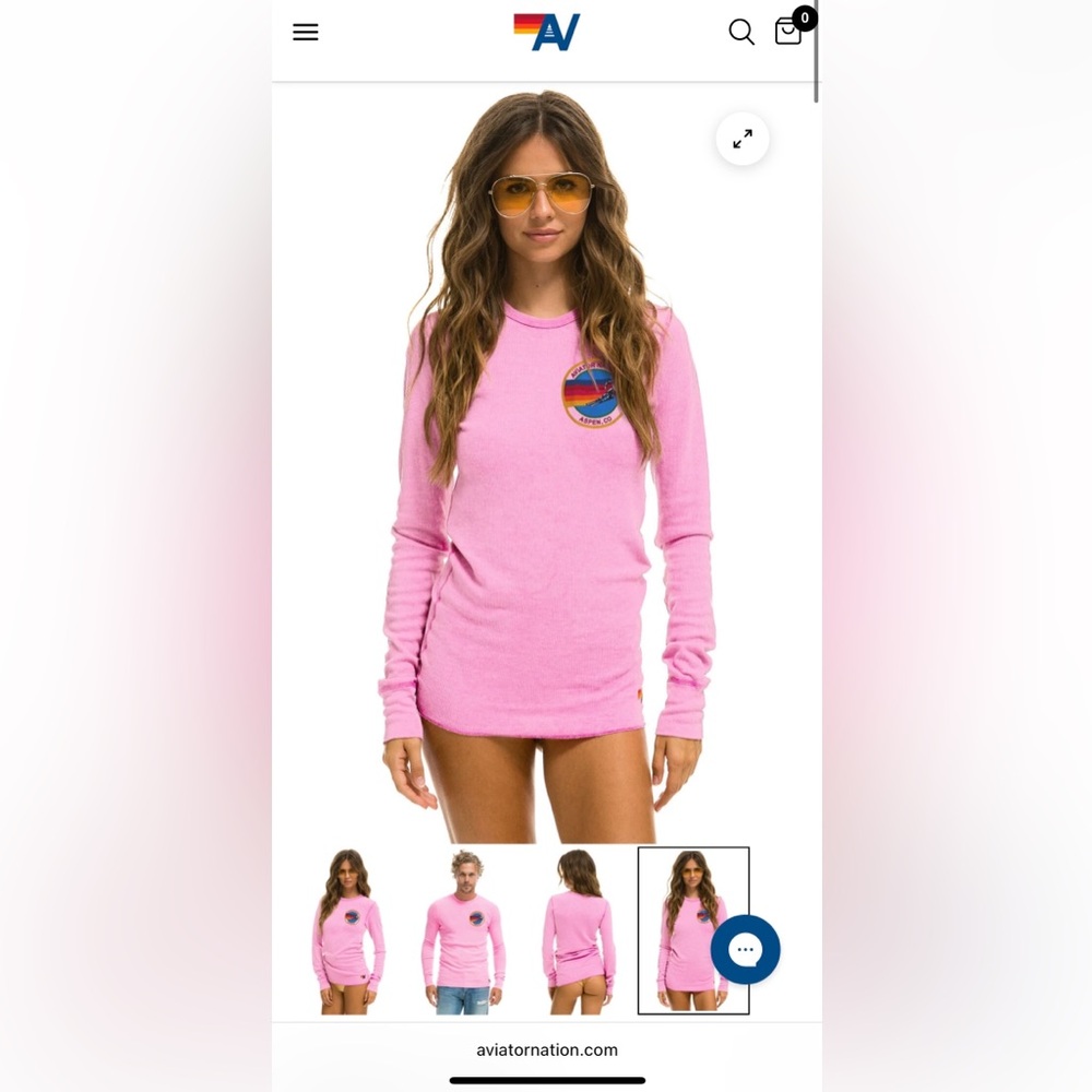 Aviator Nation Vibrant Pink Long Sleeve Tee